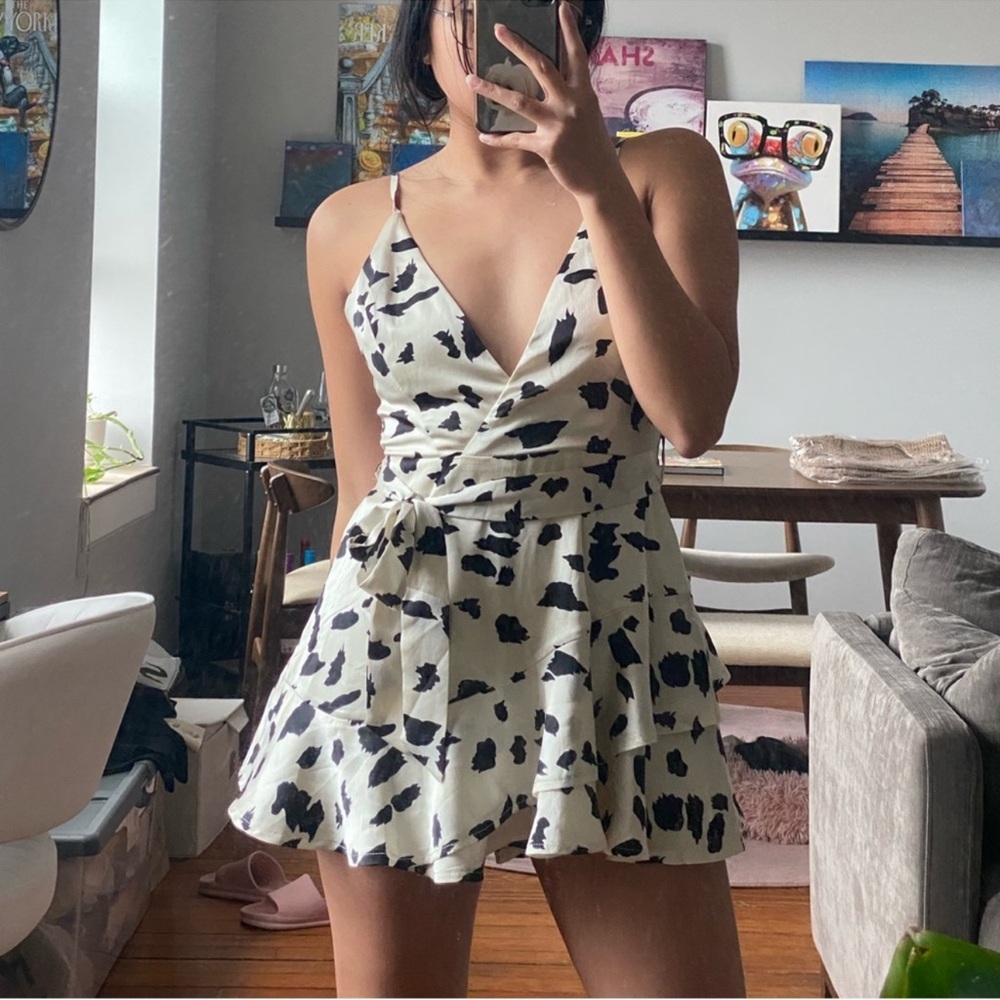Satin AKIRA romper Champagne and black - Picture 7 of 7